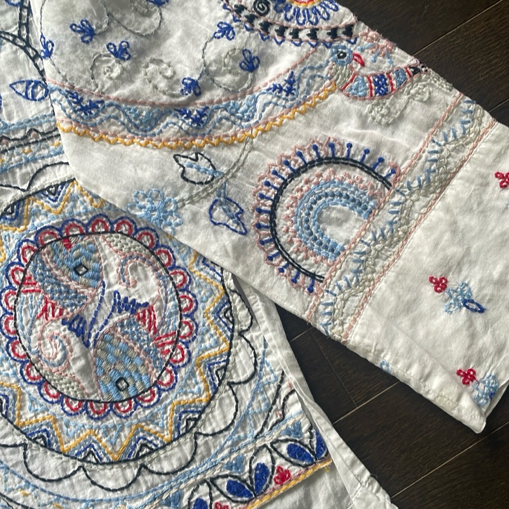 Zara Embroidered V-Neck Bohemian Top - Picture 6 of 6